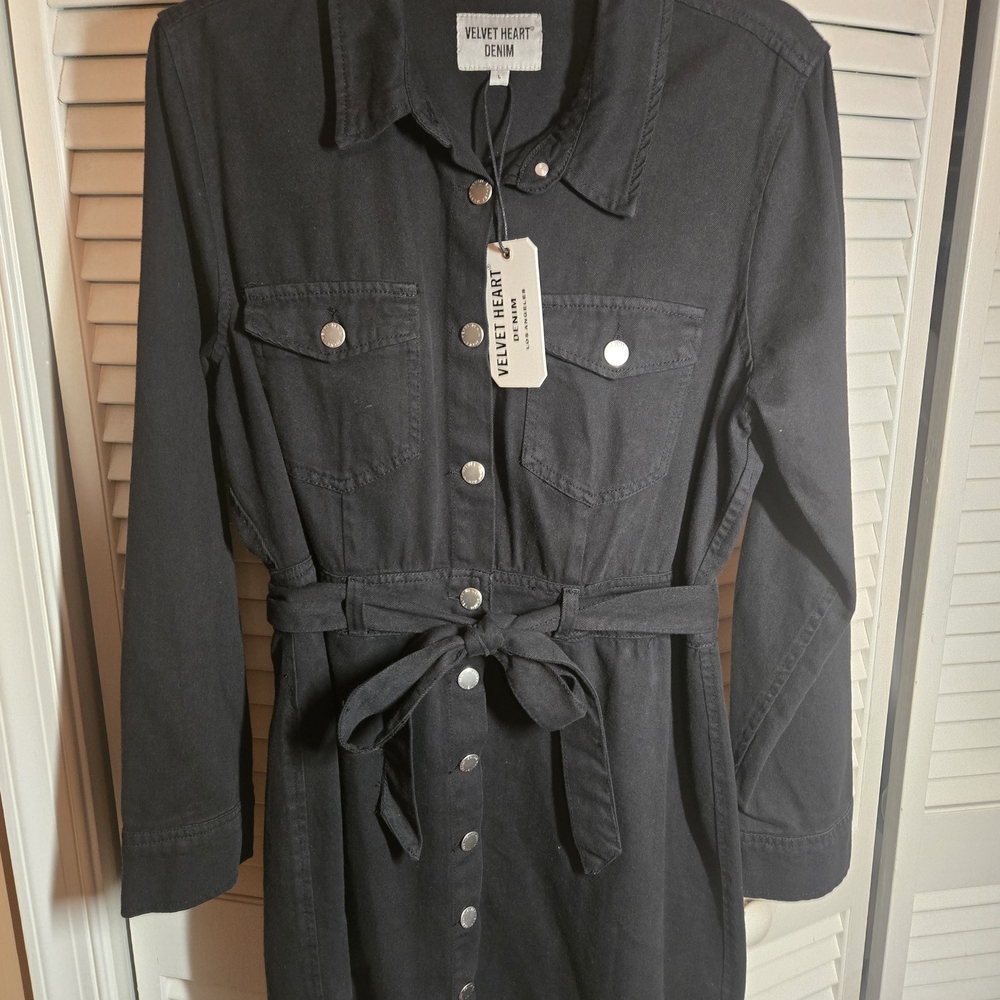 Black Denim Button-Up Dress